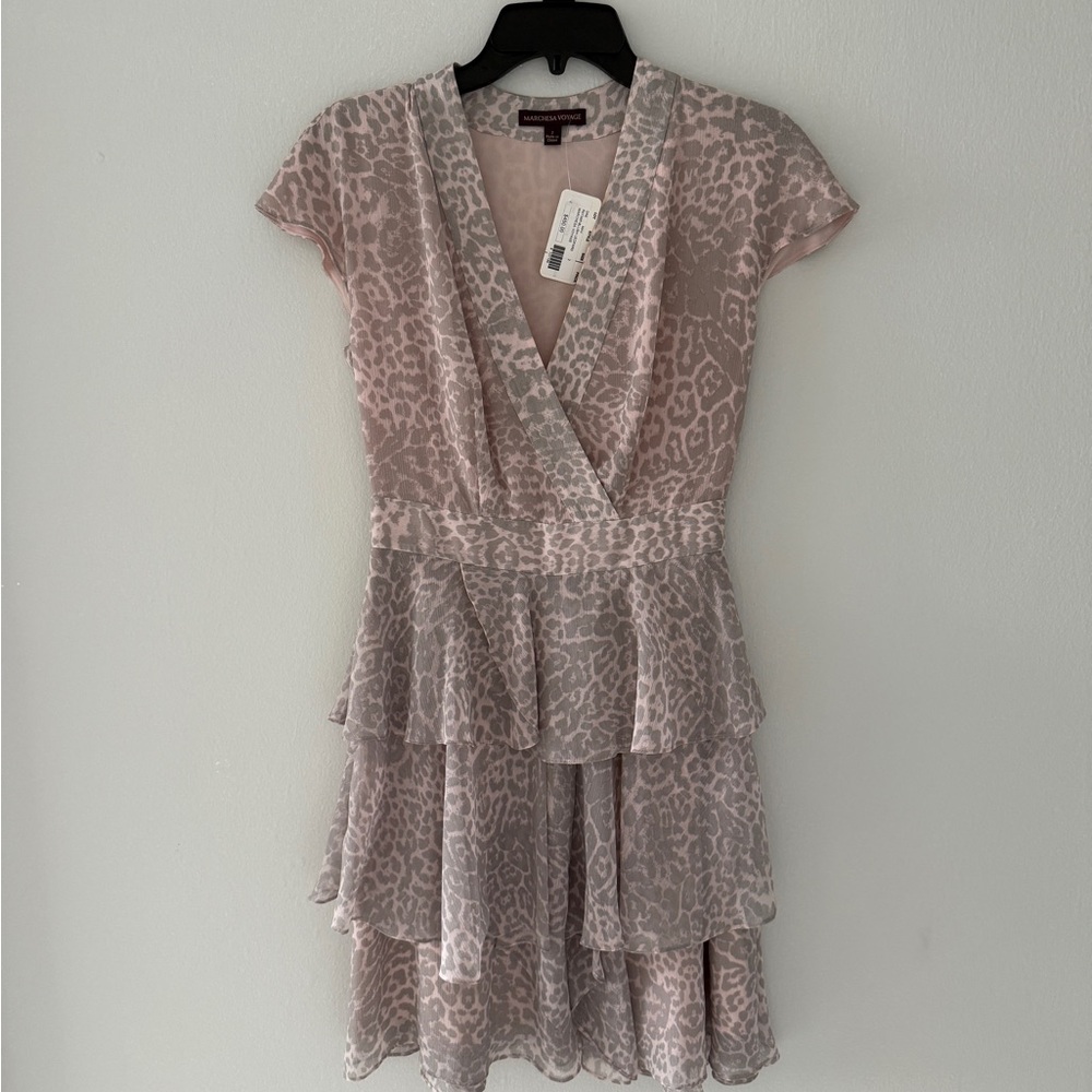 Marchesa Pink  Wrap Mini Dress